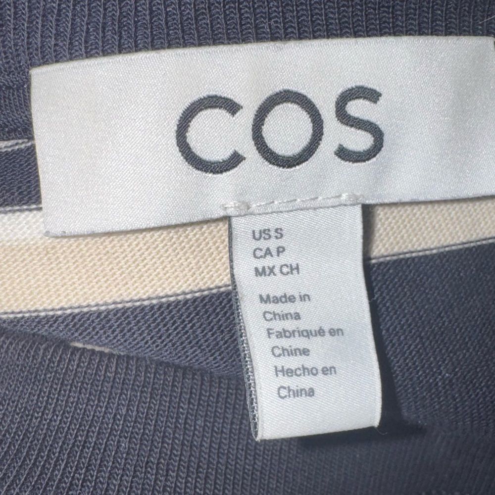 NEW COS CLEAN CUT REGULAR T-SHIRT in Beige/navy stripe - Picture 7 of 9